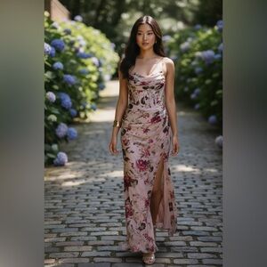 Azazie Atelier Aurra Mauve Multi Maxi Dress Rose Floral Maxi Dress